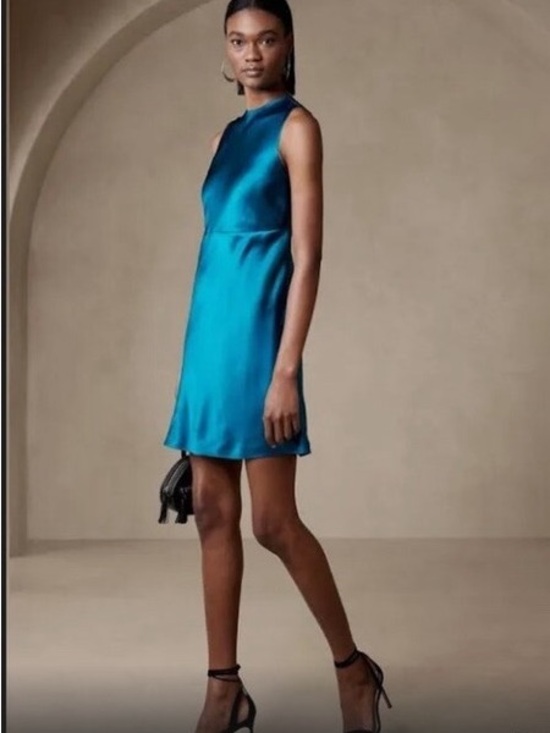 Banana Republic Dresses & Skirts - Banana Republic Alana Silk Mini Dress Blue Size 0P NWT RT $200